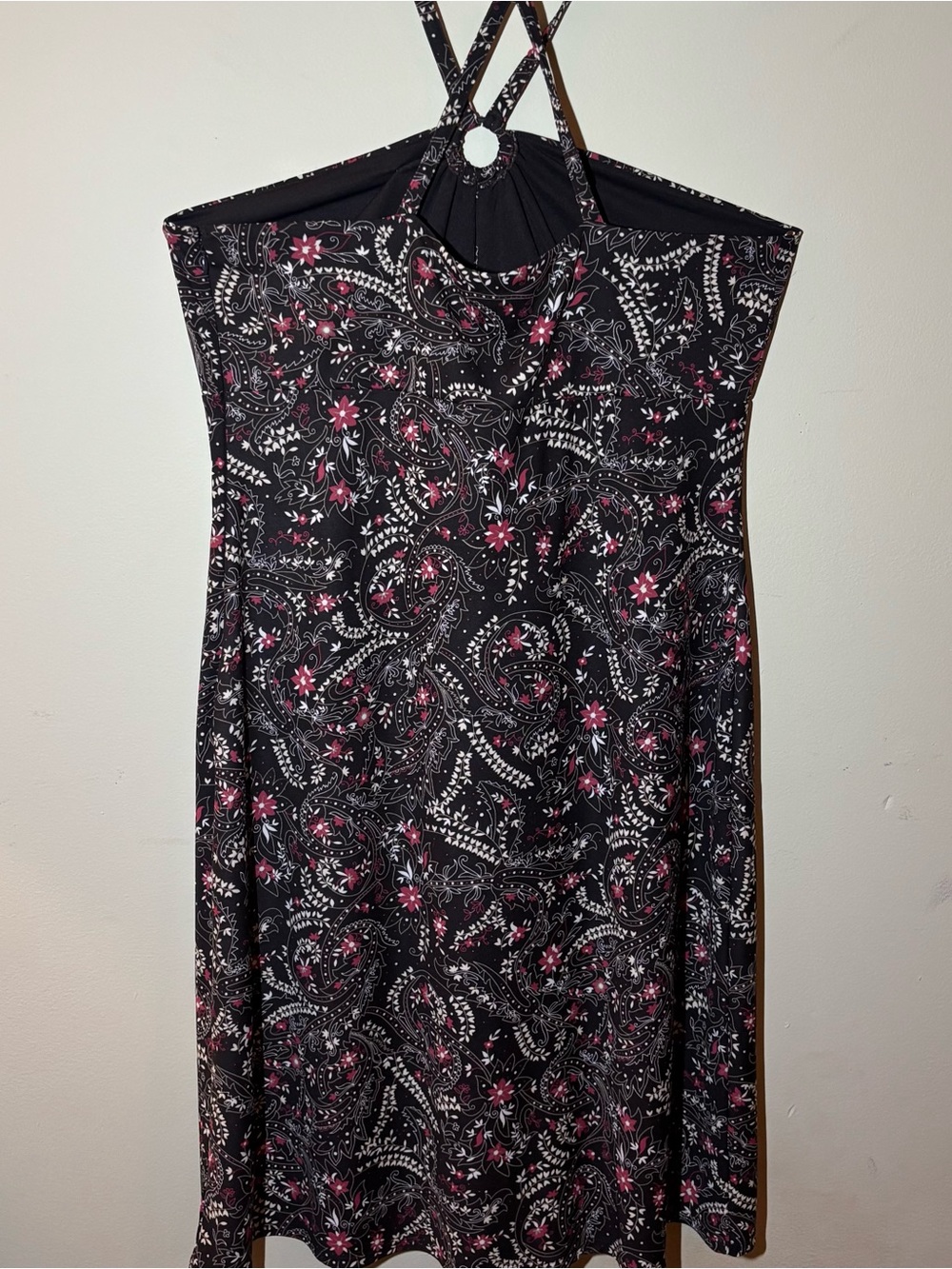 LOFT Brown Strapless Floral Midi Dress with Ring Halter - Picture 7 of 7